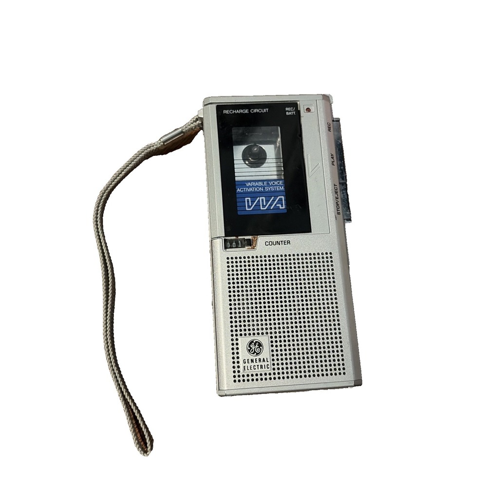 GE Microcassette Recorder 3-5329 Silver Voice Activated VVA Handheld Vintage